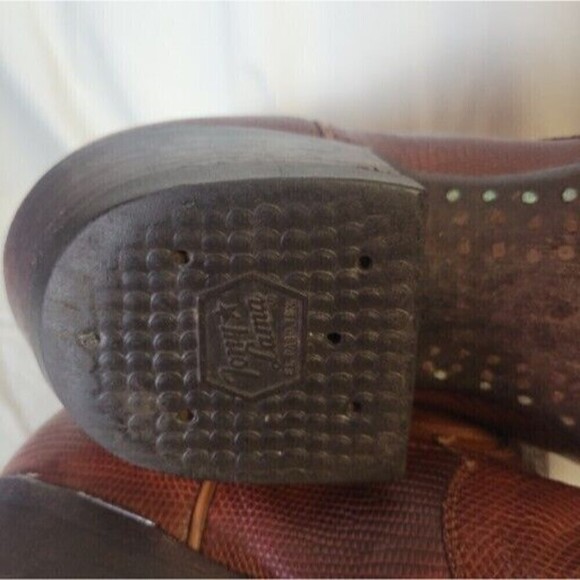 Tony Lama Size 9 4607 Brown Leather Embroidered Cowboy Boots Pointed Toe - Picture 12 of 13